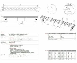Paslanmaz Duş Kanalı / Izgarası Paslanmaz Çerçeveli Alttan Çıkış 40 cm