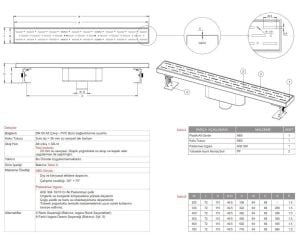 Paslanmaz Duş Kanalı / Izgarası Paslanmaz Çerçeveli Alttan Çıkış 33 cm