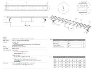 Paslanmaz Line Duş Kanalı / Izgarası Alttan Çıkış 80 cm