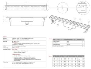 Paslanmaz Line Duş Kanalı / Izgarası Alttan Çıkış 40 cm