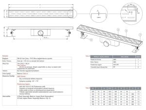 Paslanmaz Line Duş Kanalı / Izgarası 80 cm