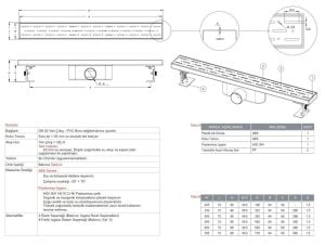Paslanmaz Line Duş Kanalı / Izgarası 80 cm