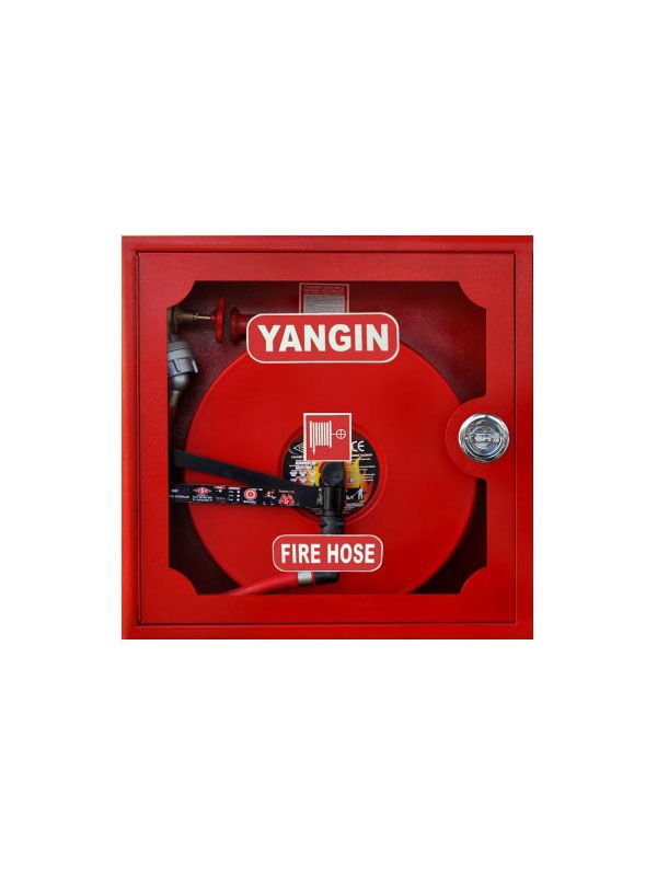 Yangın Dolabı Set 70*65 1\'\' Vanalı 30 m Hortumlu Cam Kapaklı