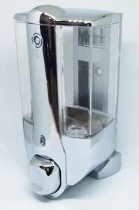 Plastik Sıvı Sabunluk Duvar Tipi Şeffaf Krom 500 ml
