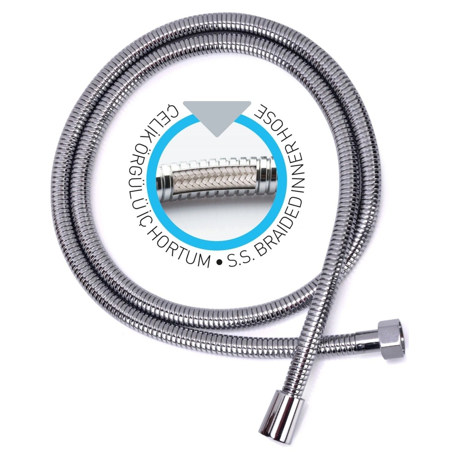 Duş Spirali Çelik Örgülü Lüks 1/2-1/2 150 cm