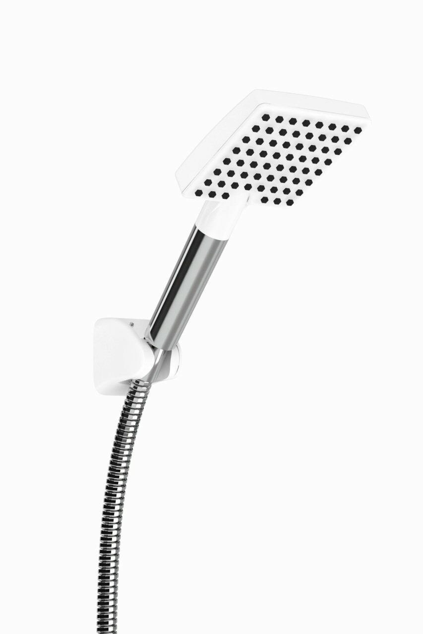 White Cubic Kare Mafsallı Duş Seti
